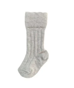 Olivia J Oatmeal Ribbed Knee High Scalloped Socks