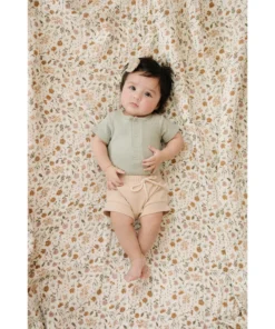 Mebie Baby Sage Organic Cotton Ribbed Snap Onesie