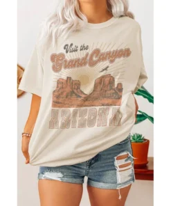 J+j Grand Canyon Arizona Cream Oversized Tee Graphic Tees