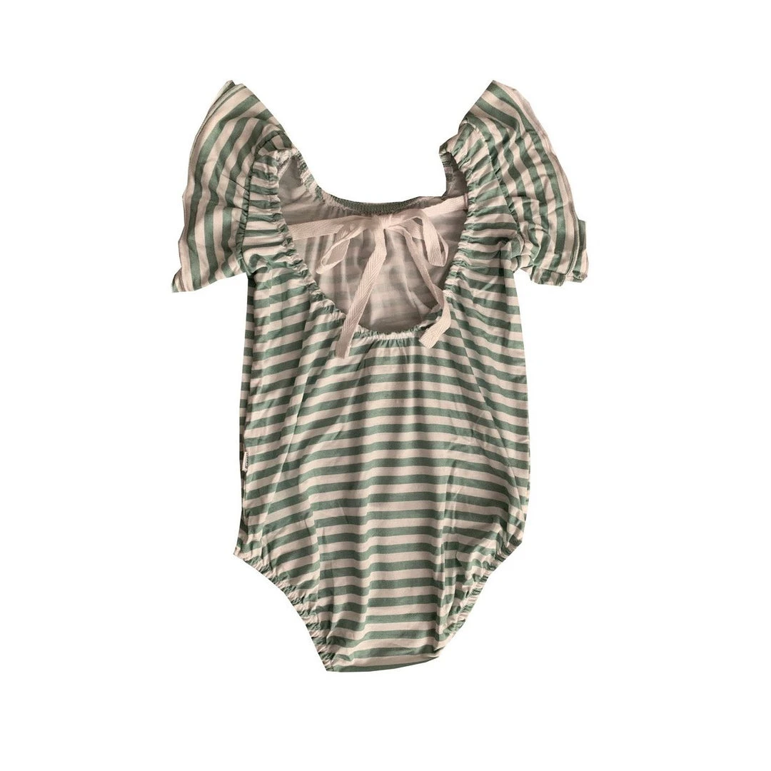 Joss + J Leotards Sage Stripes Bamboo Flutter Sleeve Leotard 6 Joss + J Leotards Sage Stripes Bamboo Flutter Sleeve Leotard