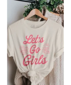 J+j Let's Go Girls Pink Cream Tee Graphic Tees
