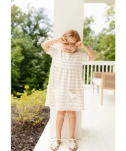 Lia + Lou Oatmeal Stripes Pocket Dress