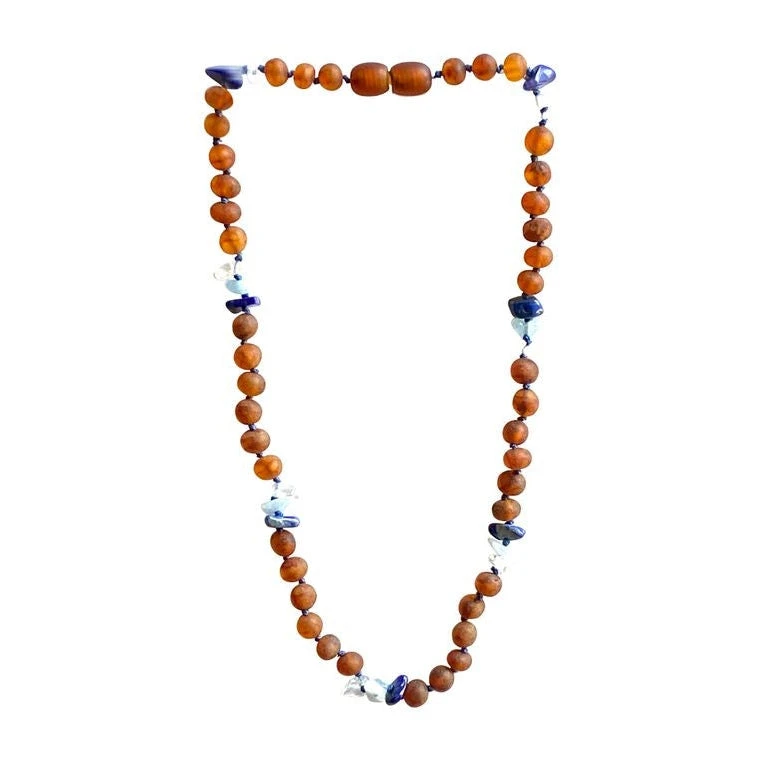 Sweet Tree Amber Jewelry Amber + Lapis Lazuli + Aquamarine 15" 3 Sweet Tree Amber Jewelry Amber + Lapis Lazuli + Aquamarine 15"