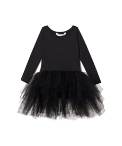 I Love Plum Black Long Sleeve Tutu Dress