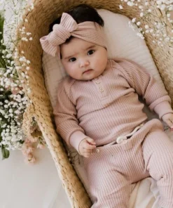 Jamie Kay Preemie + Newborn Dusky Rose Organic Cotton Waffle Knit Headband