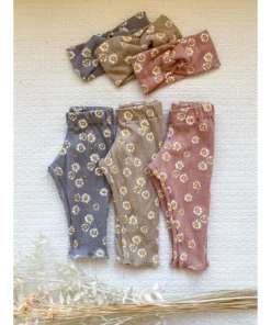 Evelina Apparel Grey Daisy Jersey Leggings