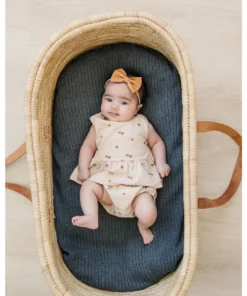 Mebie Baby Preemie + Newborn Oat Floral Organic Cotton Peplum Set