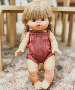 Dolls + Plushies Plum Ribbed Minikane Romper