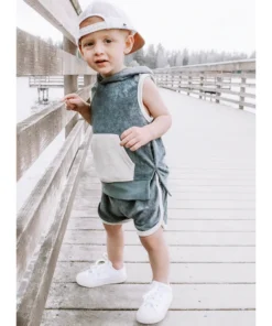 Little Bipsy Bottoms Slate Blue Terry Track Shorts