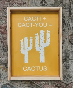 Emrose Cacti + Cact-you = Cactus Mustard Yellow Sign Decor
