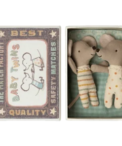 Maileg Dolls + Plushies Baby Twin Mice In A Box Toy