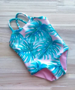 Raelo Swim Pink Palm + Blush One Piece Suit