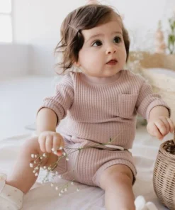 Jamie Kay Knits Dusky Rose Organic Cotton Waffle Easton Top