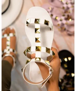 J+j Shoes White Sandal With Studs