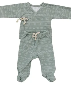 Mebie Baby Sage Alpine Organic Cotton Layette Set Preemie + Newborn