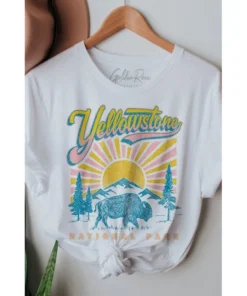 J+j Yellowstone National Park White Tee