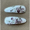 Minikane Grey Roses Floral Pig Tail Clips