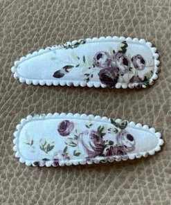Minikane Grey Roses Floral Pig Tail Clips