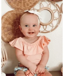 Bailey's Blossoms Light Pink Flutter Sleeve Leotard Overalls + Rompers