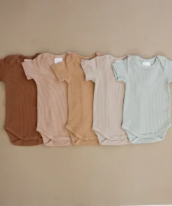 Mebie Baby Pale Pink Organic Cotton Ribbed Onesie