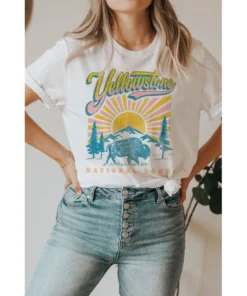 J+j Yellowstone National Park White Tee