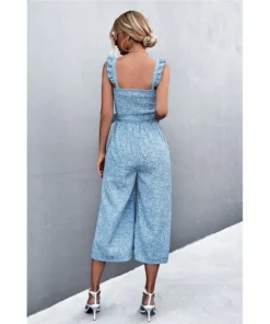 J+j Light Blue Floral Jumpsuit Rompers + Jumpers