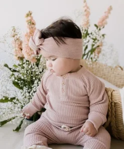 Jamie Kay Preemie + Newborn Dusky Rose Organic Cotton Waffle Knit Headband