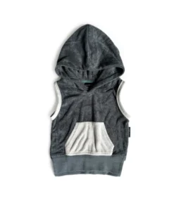 Little Bipsy Slate Blue Terry Sleeveless Tank Hoodie Tops