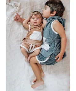 Little Bipsy Slate Blue Terry Sleeveless Tank Hoodie Tops