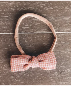 Mae + Skye Aurora Coral Gingham Petite Bow Headband Headwear