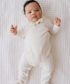 Jamie Kay Natural Organic Cotton Pointelle Wrap Romper