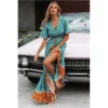 J+j Dresses Teal Ruffle Boho Dress
