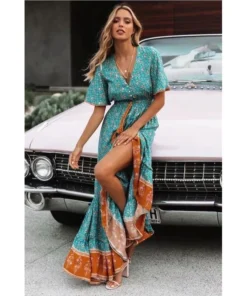 J+j Dresses Teal Ruffle Boho Dress