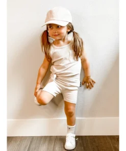 Little Bipsy Shell Ribbed Pocket Tank Top Tee