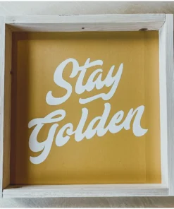 Emrose Decor Stay Golden Mustard Yellow Retro Sign