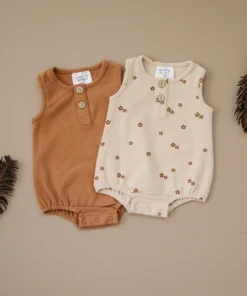 Mebie Baby Honey Organic Cotton Bubble Romper Overalls + Rompers