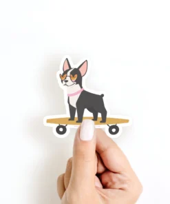 Onderkast Dog On A Skateboard Sticker