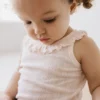 Jamie Kay Rose Quartz Organic Cotton Pointelle Frill Singlet Top Tops