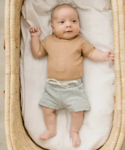 Mebie Baby Preemie + Newborn Cafe Organic Cotton Ribbed Snap Onesie