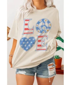J+j America Love Cream Oversized Tee