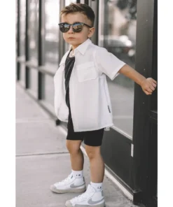 Little Bipsy Tops White Button Up Tee