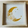 Emrose Decor Mustard Floral Moon Wooden Sign