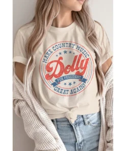 J+j Dolly For President Cream Tee Graphic Tees