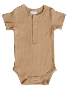 Mebie Baby Preemie + Newborn Cafe Organic Cotton Ribbed Snap Onesie