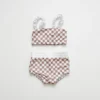 Orcas Lucille Tan Checkered Strap Bandeau Bikini Set