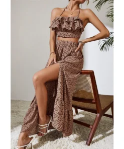 J+j Cheetah Two Piece Top + Skirt Set