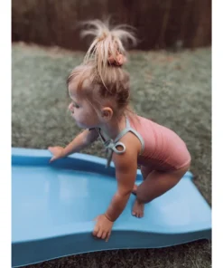 Minikane Overalls + Rompers Bright Pink + Aqua Romper