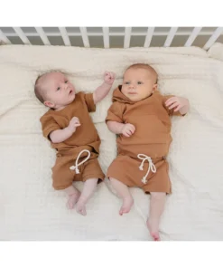 Mebie Baby Honey Organic Cotton Waffle Short Set