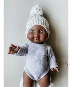 Dolls + Plushies Grey Minikane Long Sleeve Romper
