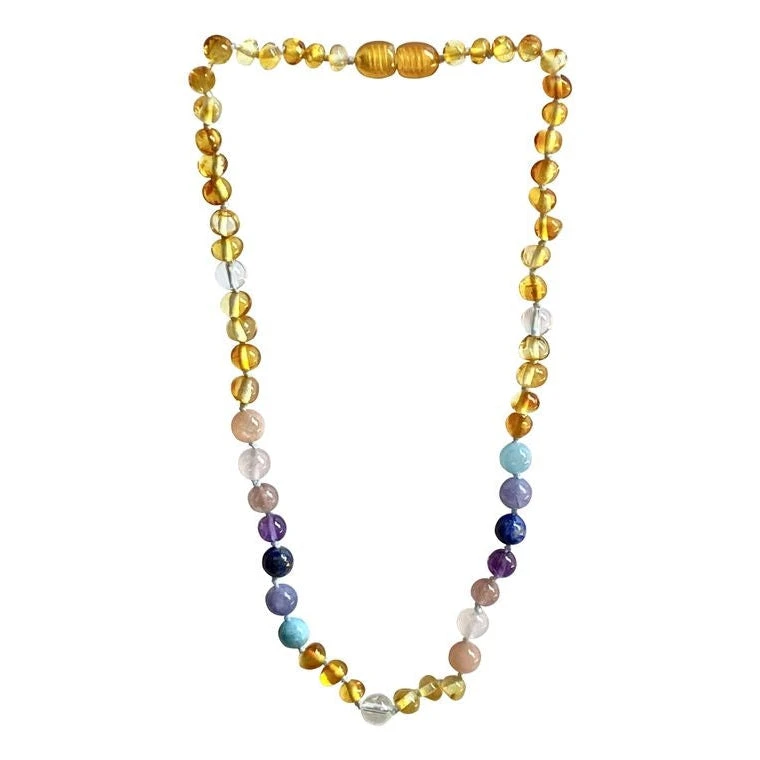 Sweet Tree Amber Amber + Pastel Rainbow Necklace 15" Jewelry 3 Sweet Tree Amber Amber + Pastel Rainbow Necklace 15" Jewelry